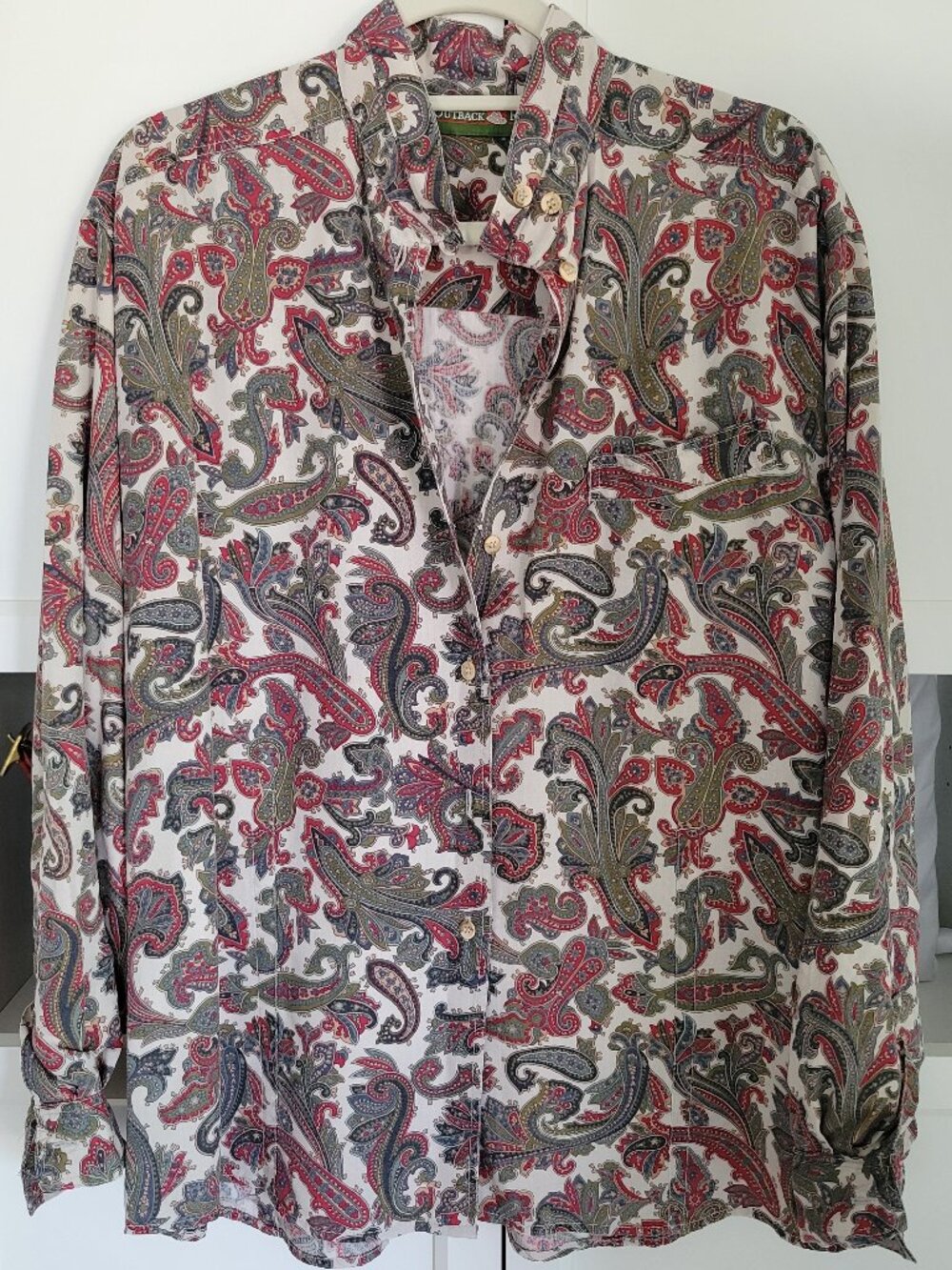 Vintage Outback  Paisley High Collar Blouse Retro 1990s Cowgirl Western